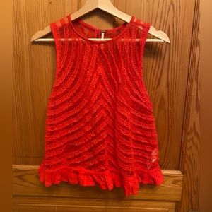 Free People Sheer Lace Top size large